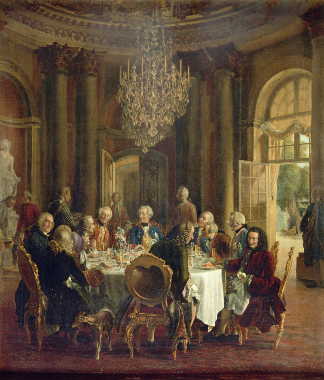 Middagsbord på Sanssouci, 1850 av Adolph Menzel