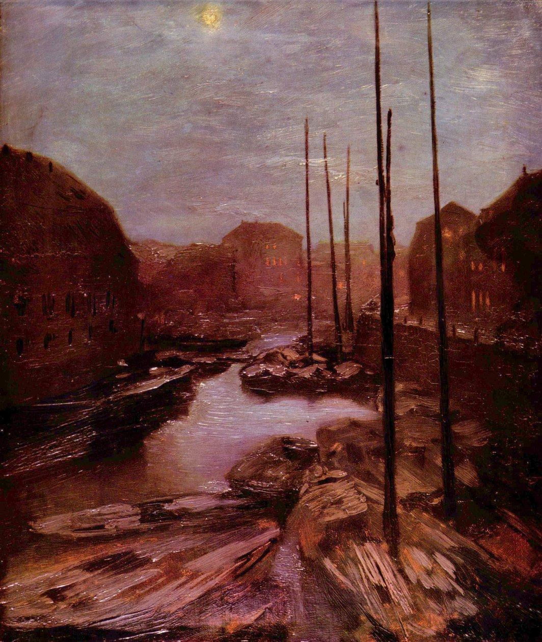 Friedrichsgracht bei Mondschein av Adolph Menzel