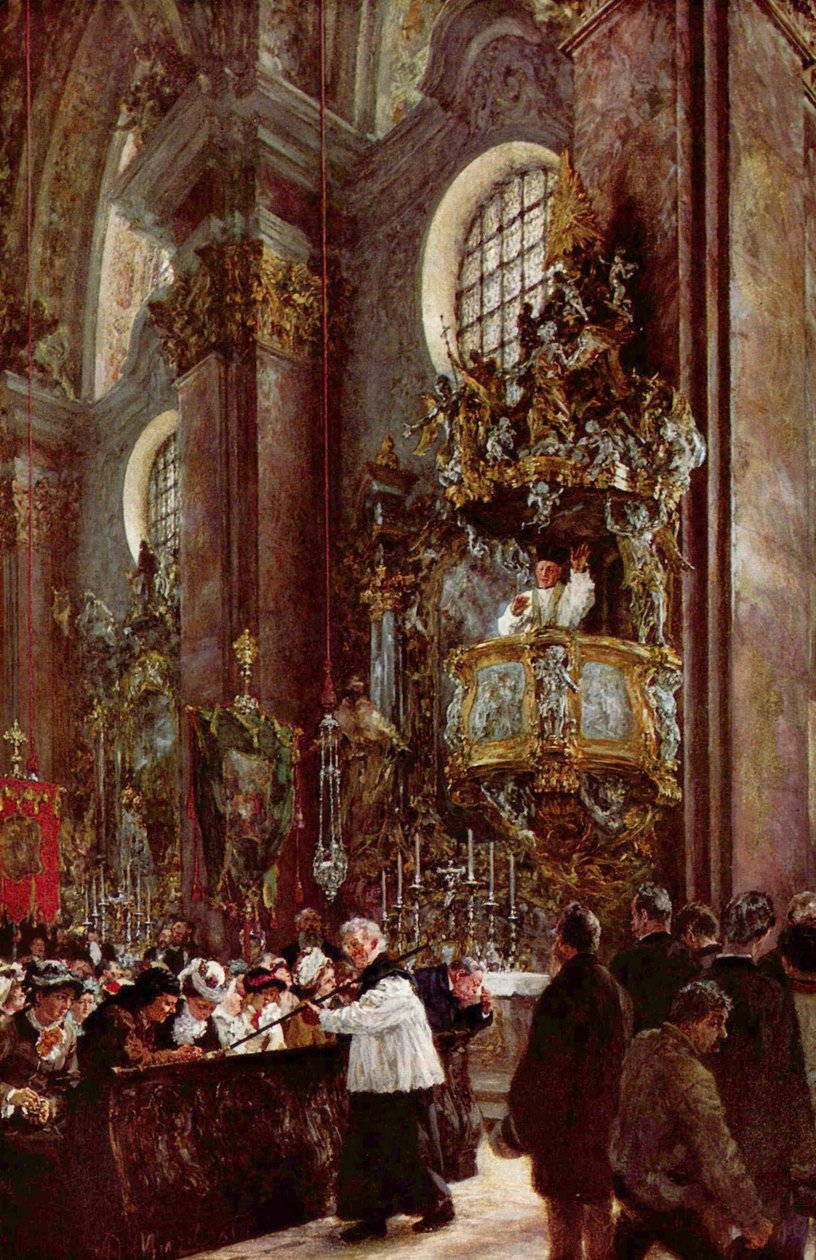 Kanzelpredigt in der Pfarrkirche zu Innsbruck av Adolph Menzel