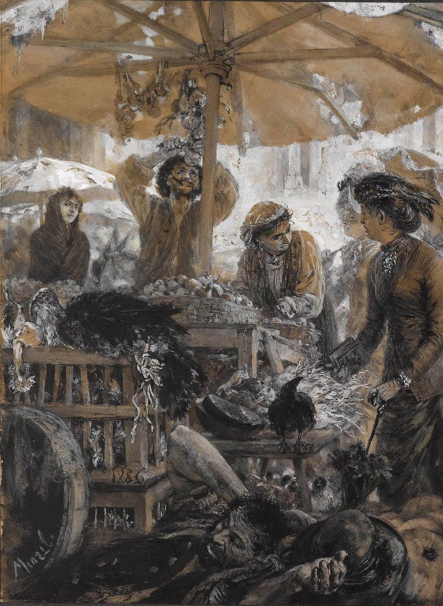 Marktszene in Verona. av Adolph Menzel