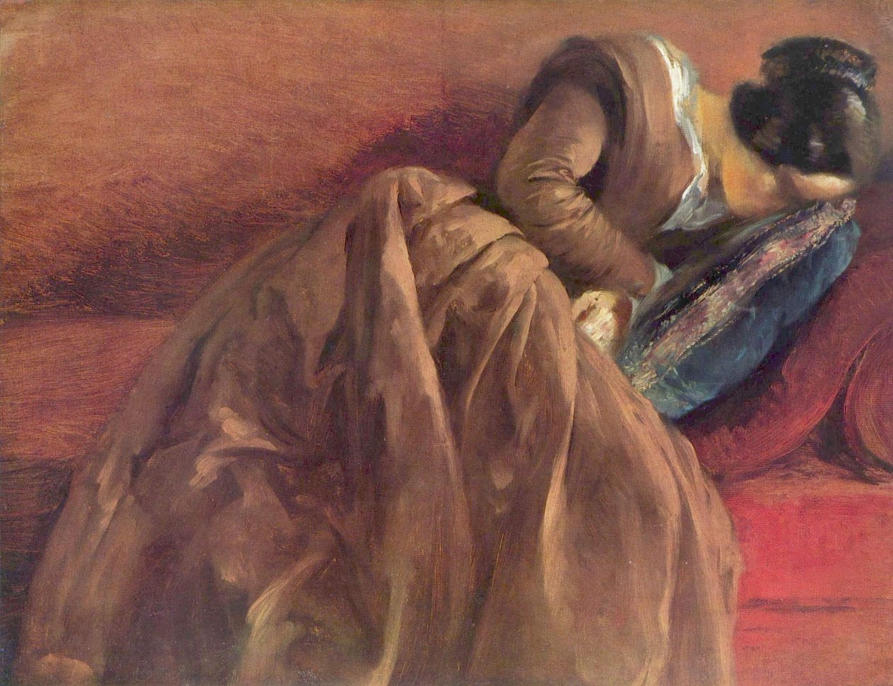 Menzels Schwester Emilie im Schlaf av Adolph Menzel