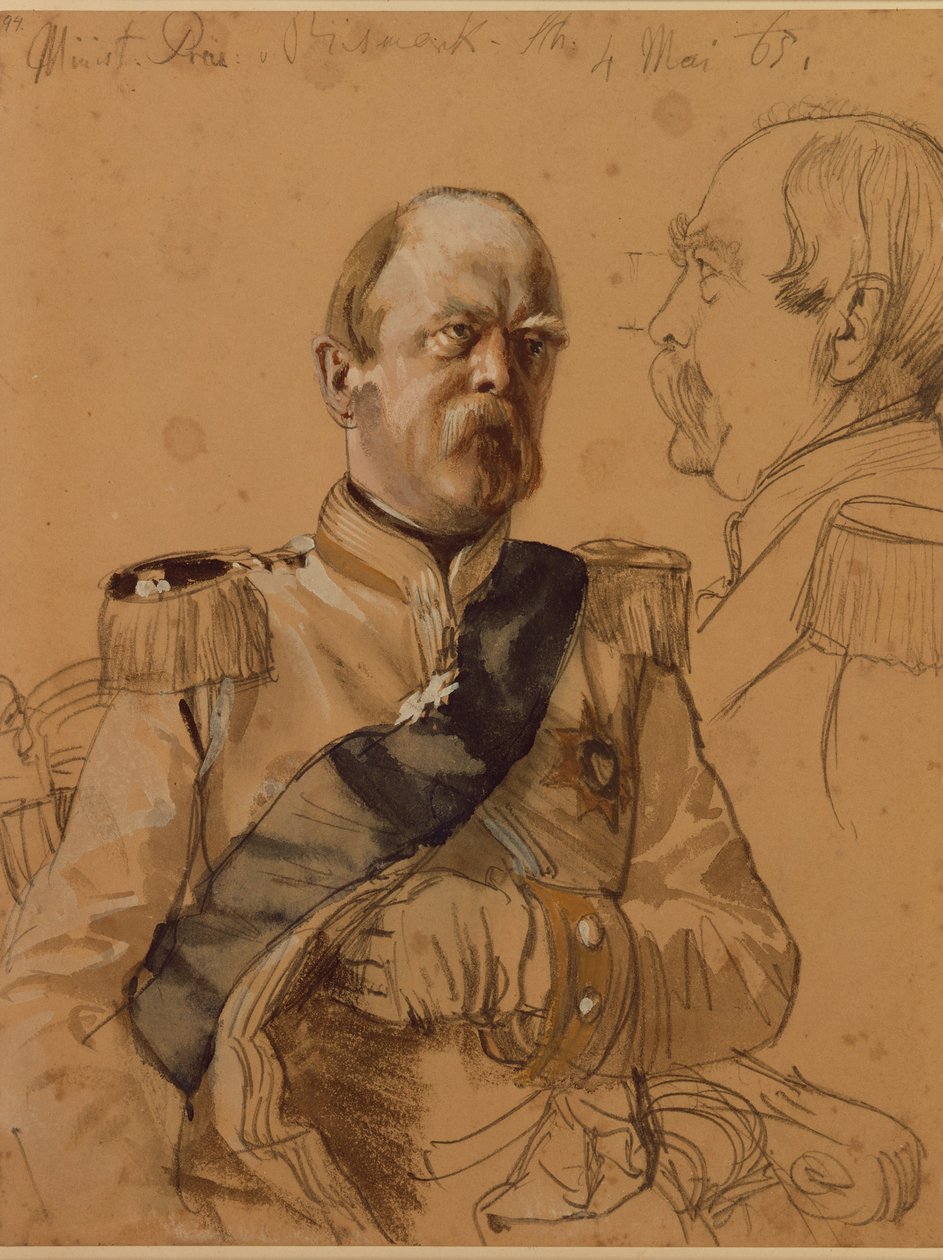 Prins Otto von Bismarck, 1865 (penna och tvätt på papper) av Adolph Menzel