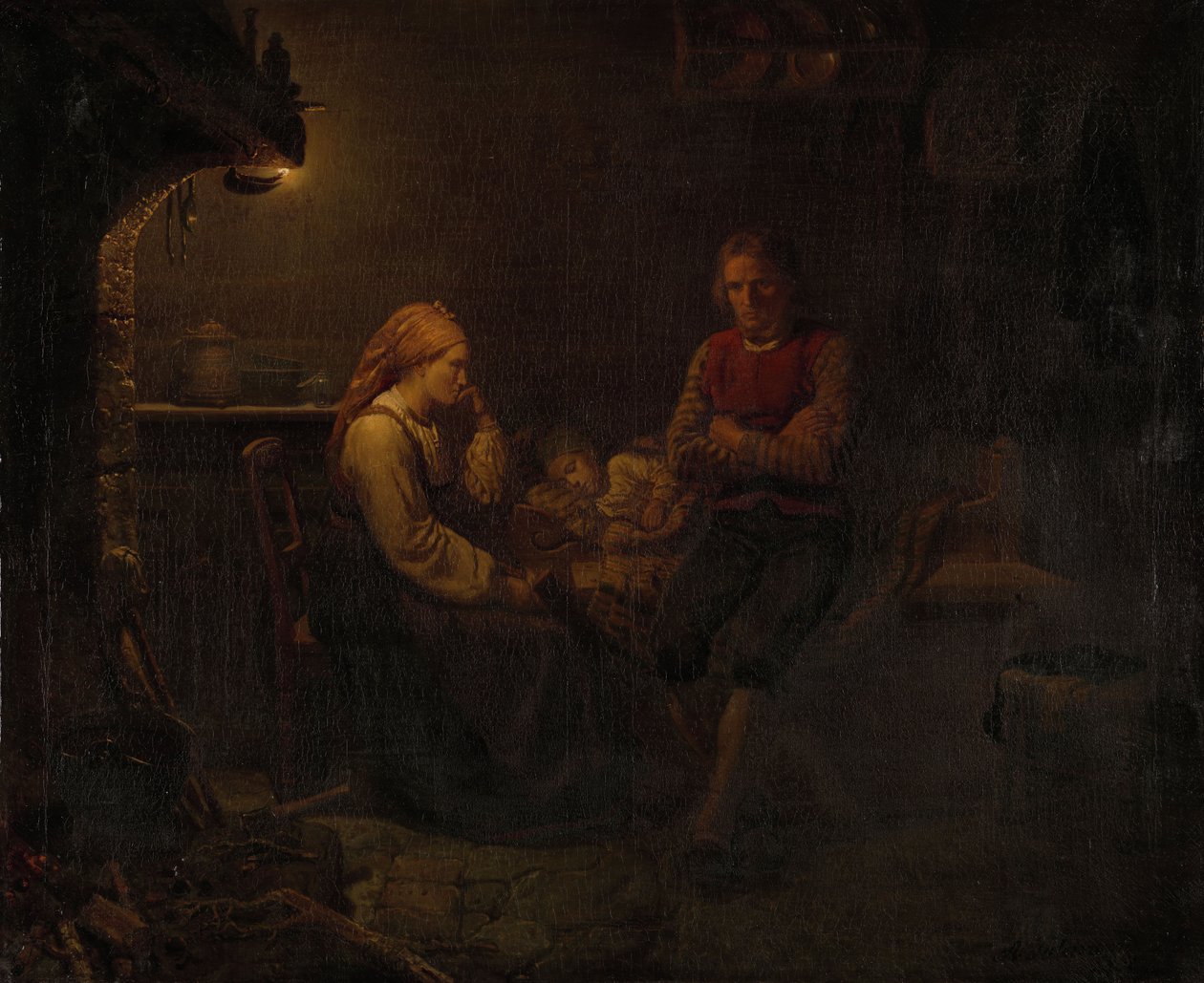 Det sjuka barnet av Adolph Tidemand