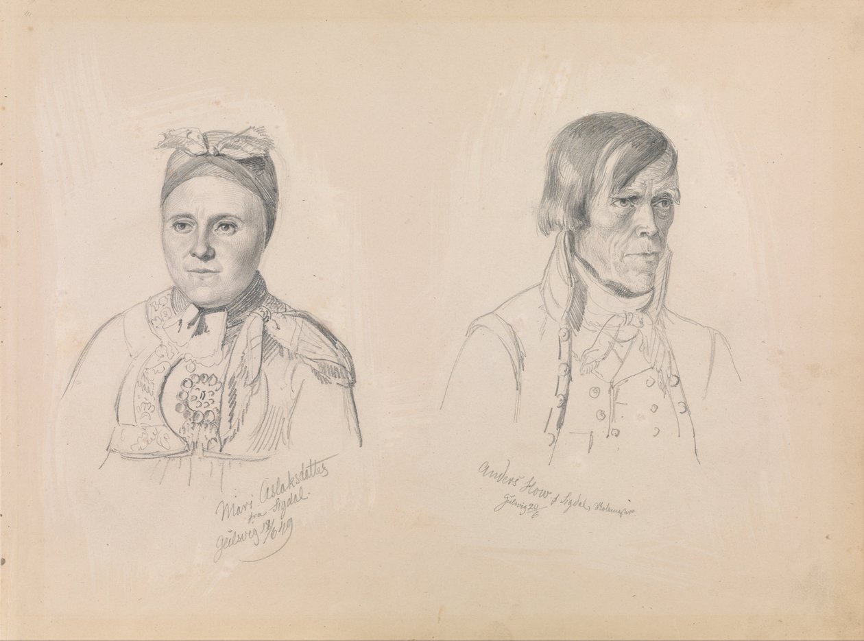 Mari Aslaksdatter och Anders How från Sigdal av Adolph Tidemand