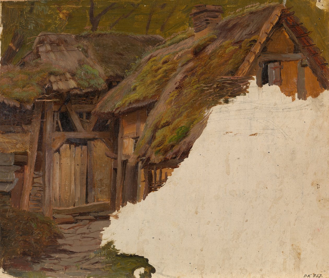 Studie av en gammal gård av Adolph Tidemand