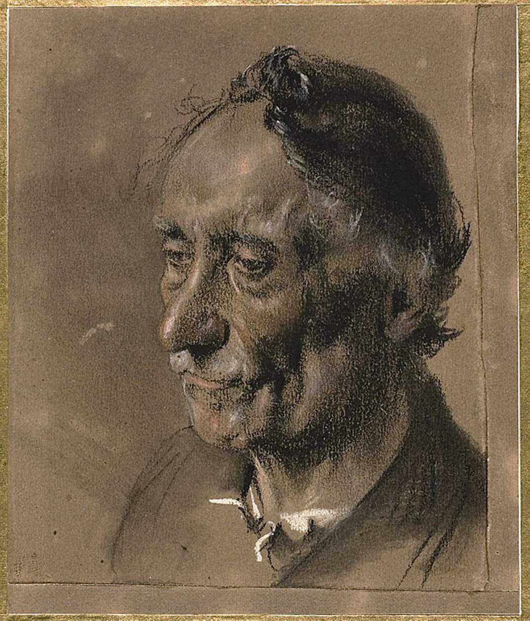 Head of an Old Man, ca 1850 (kol och pastell på papper) av Adolph Menzel