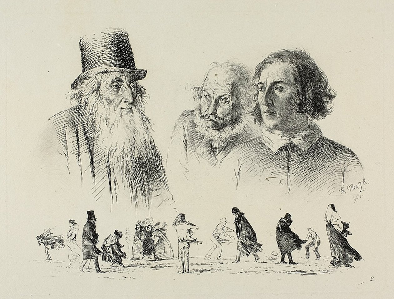 Tallrik två, från Radierversuche av Adolph Menzel