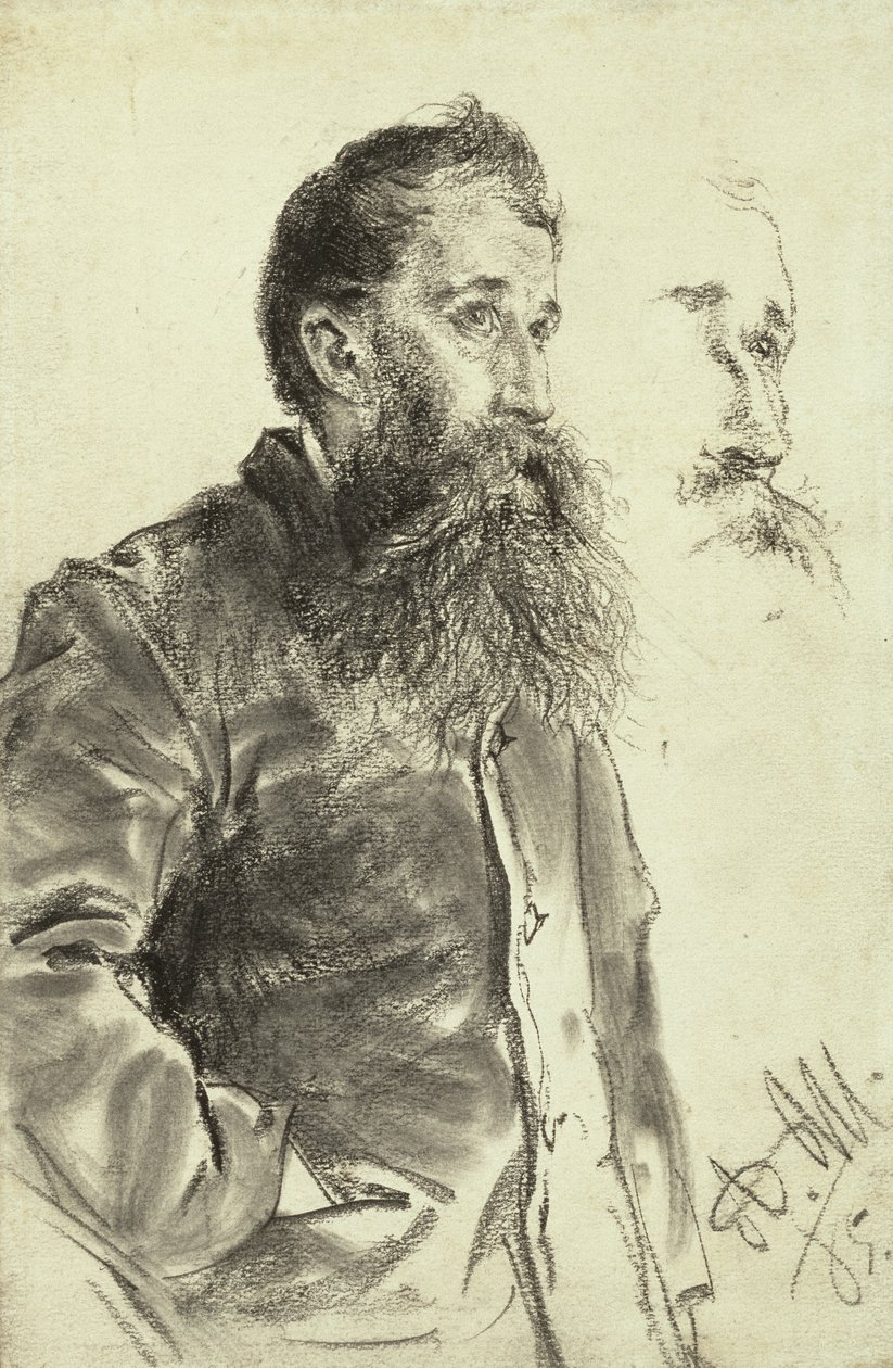 Studie av en man med skägg, handen i fickan, 1885 av Adolph Menzel