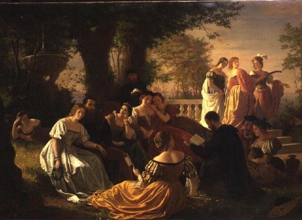 Venetiansk festläsning i en trädgård av Adolph Friedrich George Wichman