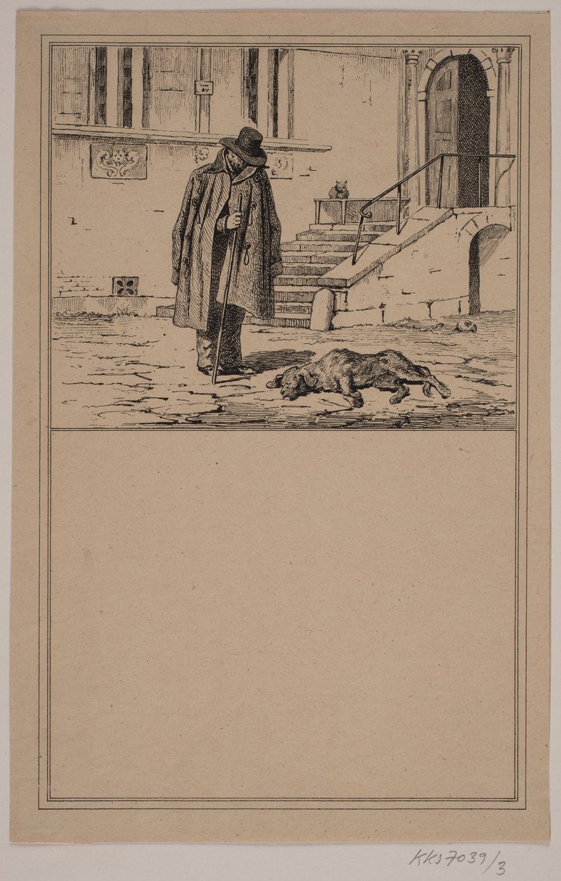 Den döda hunden. Nej. 2 i Chr. Winther och M. Rørbye, "25 bilder för små barn" av Johan Adolph Kittendorff