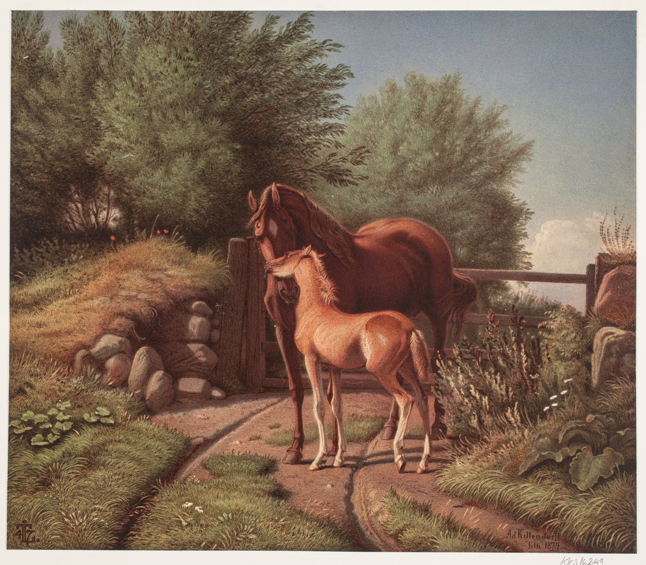 Ett sto med sitt föl av Johan Adolph Kittendorff