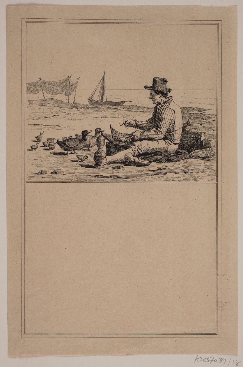 Fiskaren och ankan. Nej. 17 i Chr. Winther och M. Rørbye, "25 bilder för små barn" av Johan Adolph Kittendorff