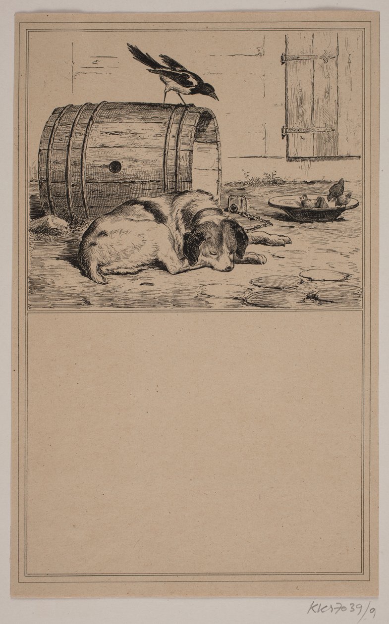 Hundens tråg. Nej. 8 i Chr. Winther och M. Rørbye, "25 bilder för små barn" av Johan Adolph Kittendorff