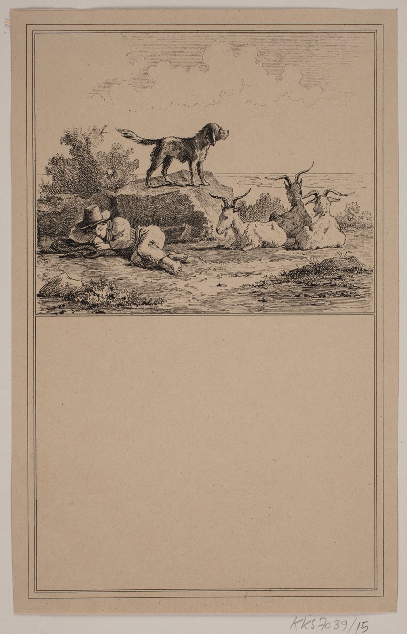 Herdepojken. Nej. 14 i Chr. Winther och M. Rørbye, "25 bilder för små barn" av Johan Adolph Kittendorff
