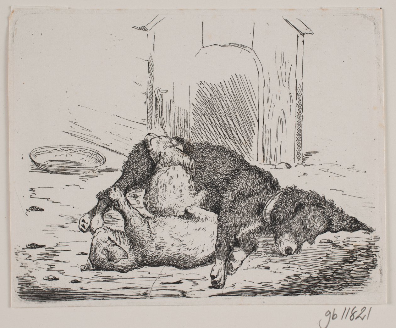 Koppel hund med valp av Johan Adolph Kittendorff