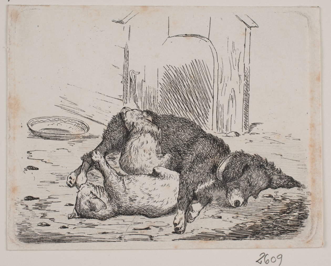 Koppel hund med valp av Johan Adolph Kittendorff