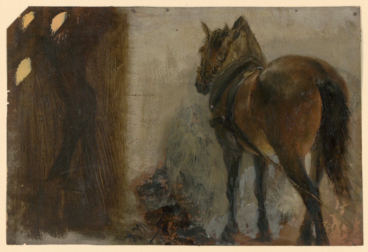 Uppspänd häst av Adolph Menzel