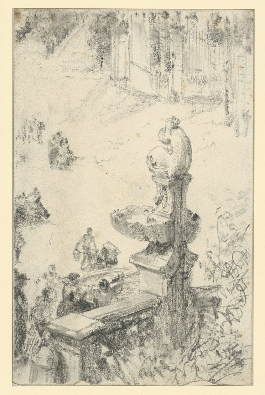 Barockfontän i Dresden () av Adolph Menzel