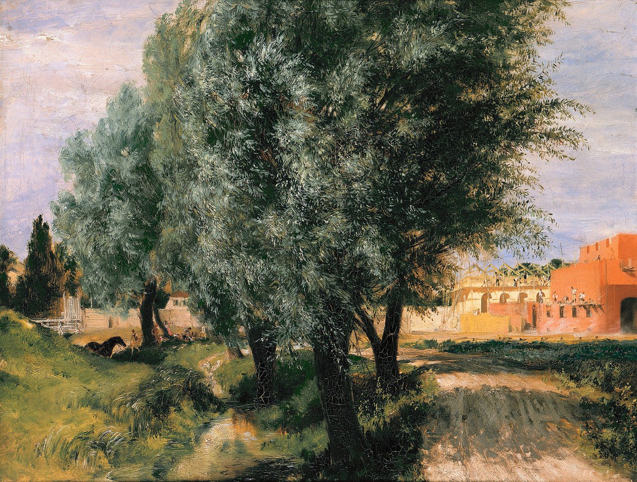 Byggarbetsplats med pilar av Adolph Menzel