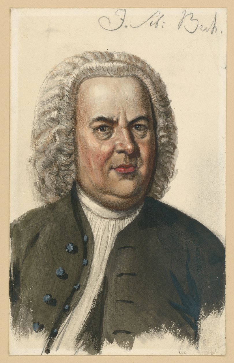 Porträtt av Johann Sebastian Bach, bröstbild en face efter målningen av Elias Gottlob Haussmann av Adolph Menzel