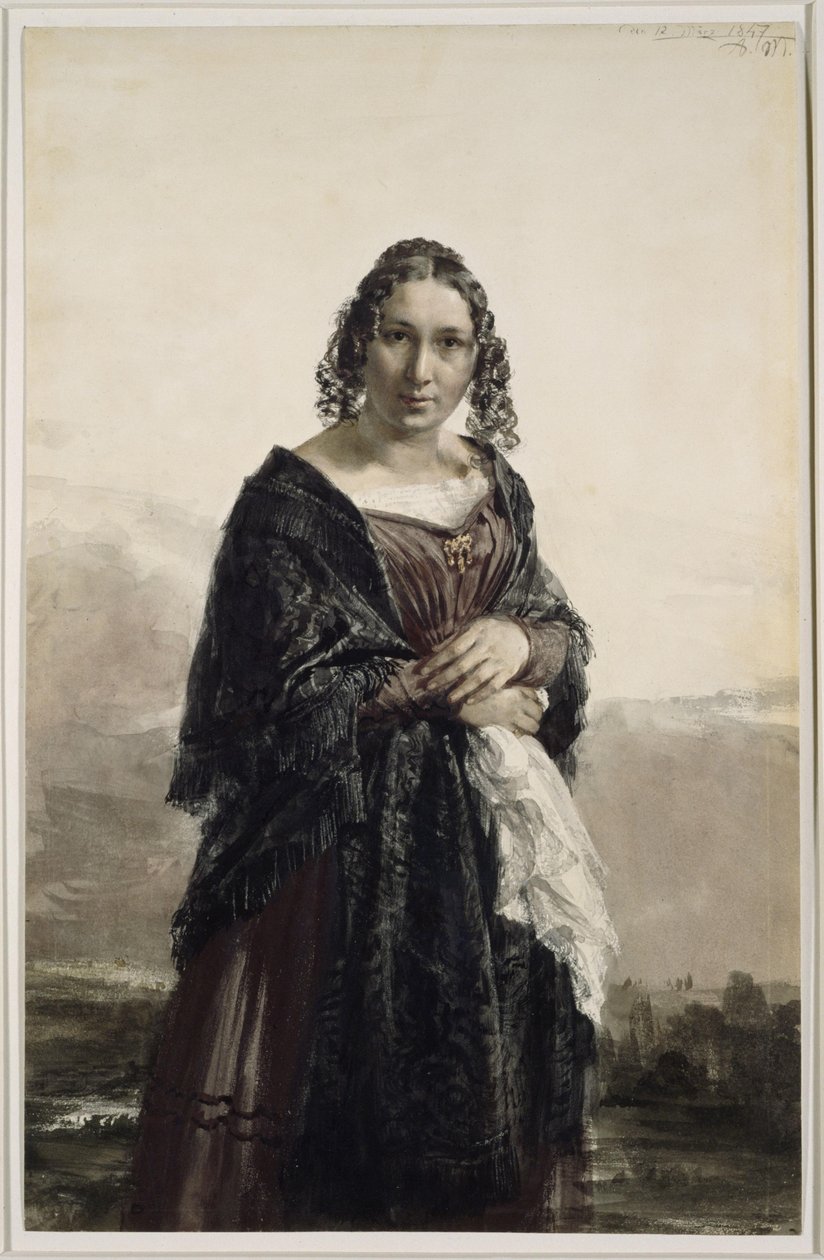 Porträtt av Karoline Meyerheim, född Drake, mor till Paul Meyerheim av Adolph Menzel