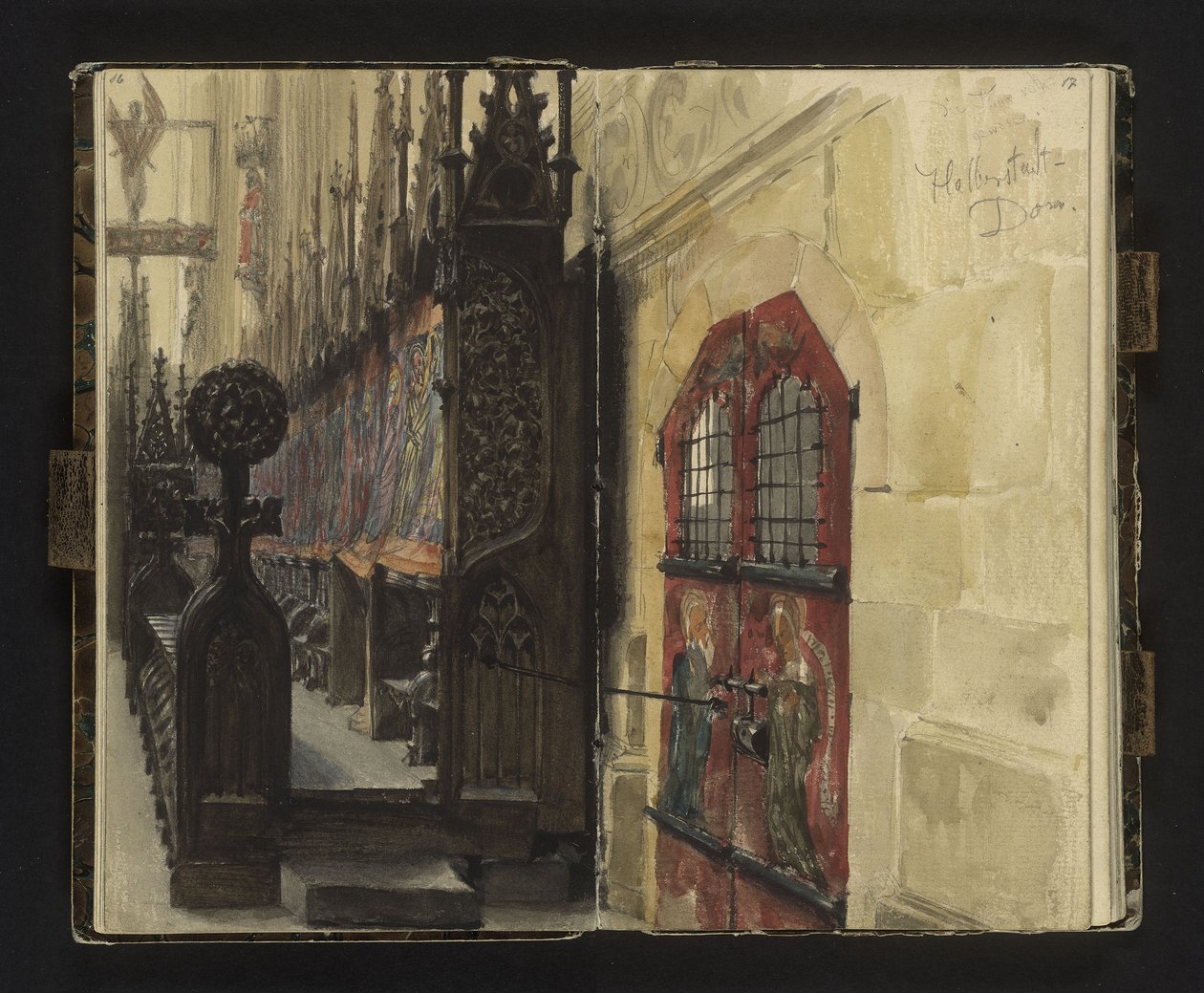 Utsikt över körstolarna i katedralen i Halberstadt av Adolph Menzel