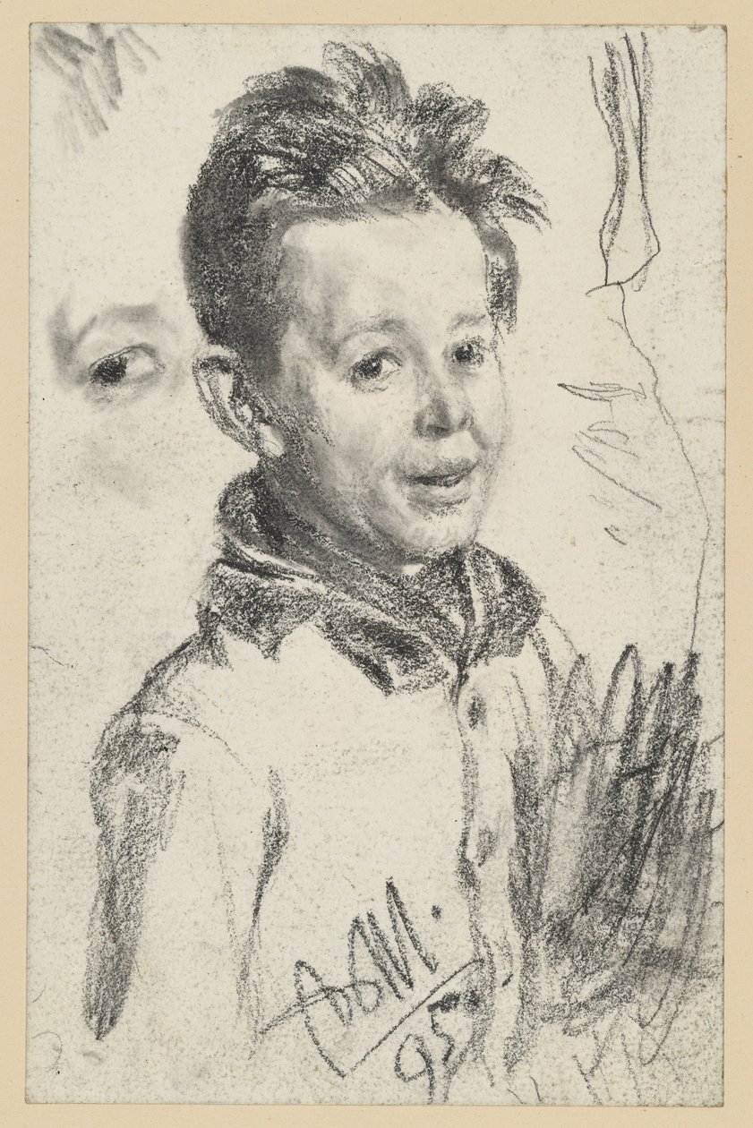 Bröstbild av en pojke vänd åt höger, ögonstudier av Adolph Menzel