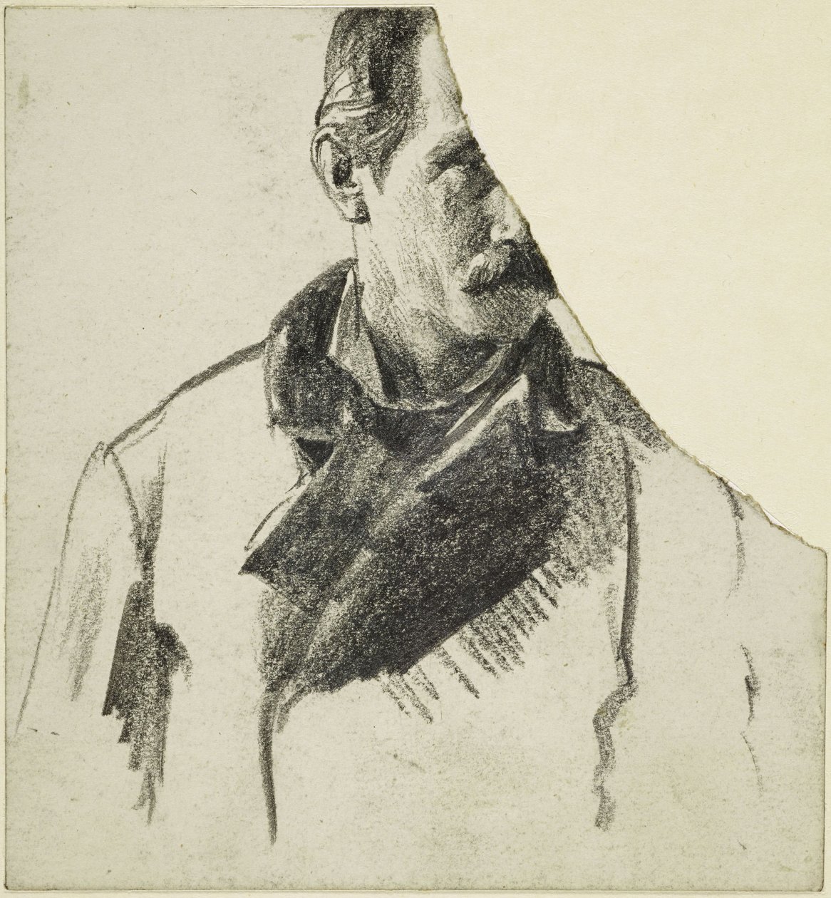 Bröstbild av en man med snurrbart, med huvudet vänt åt höger av Adolph Menzel