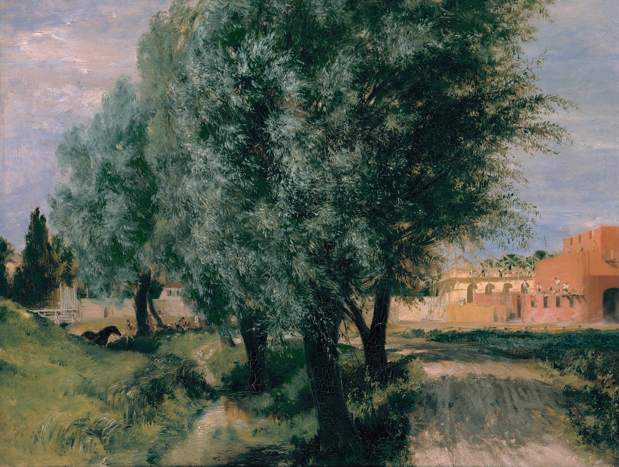 Byggnadsplats med pilar, 1846 av Adolph Menzel