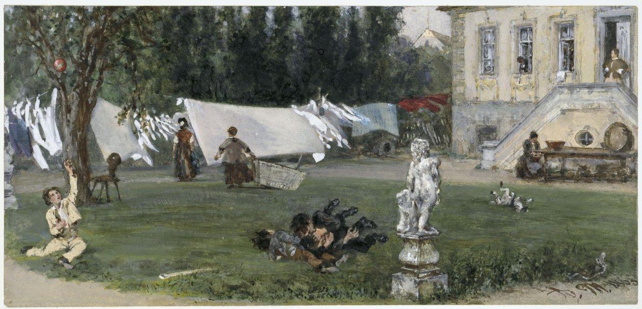 Torkplatsen. Ur ”Barnalbumet” av Adolph Menzel