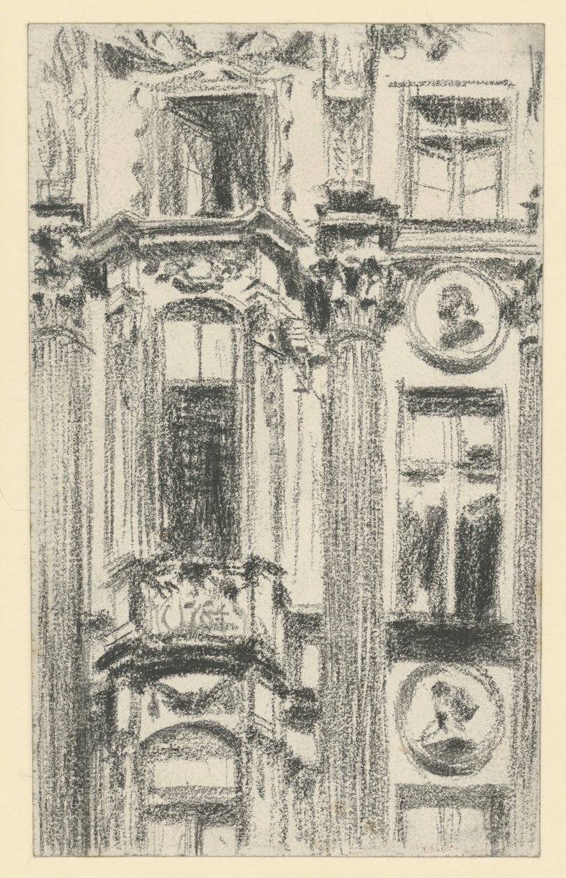 Detalj av den mellersta utsprånget på Palais du Saxe i Dresden av Adolph Menzel