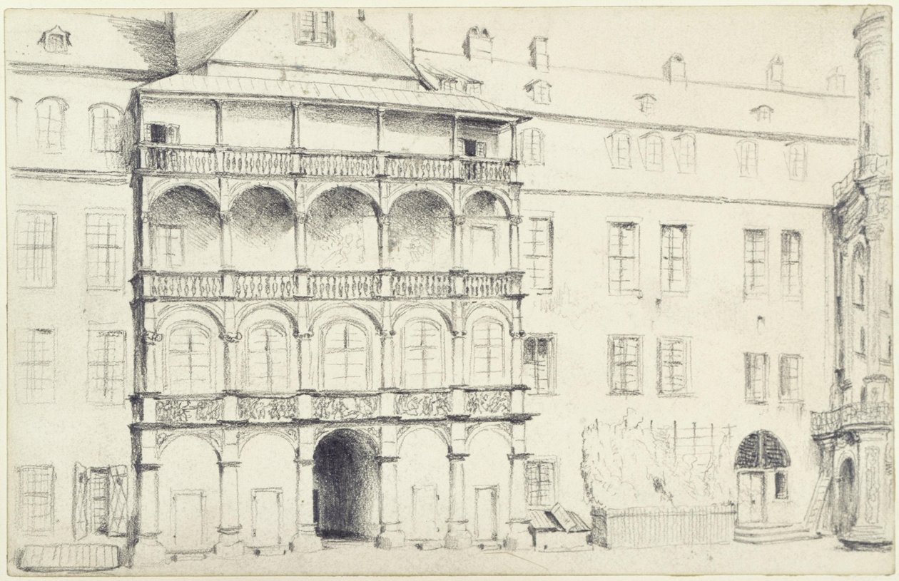 Norra sidan av den stora slottsgården i Dresden av Adolph Menzel
