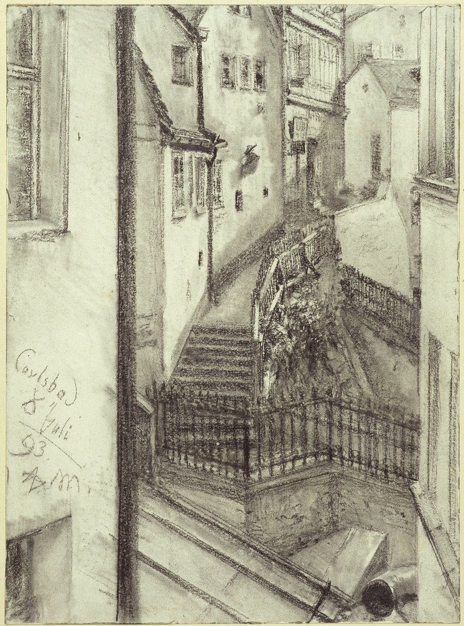 Stiegengasse i Karlsbad av Adolph Menzel