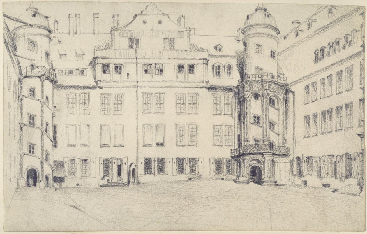 Västsidan av den stora slottsgården i Dresden av Adolph Menzel