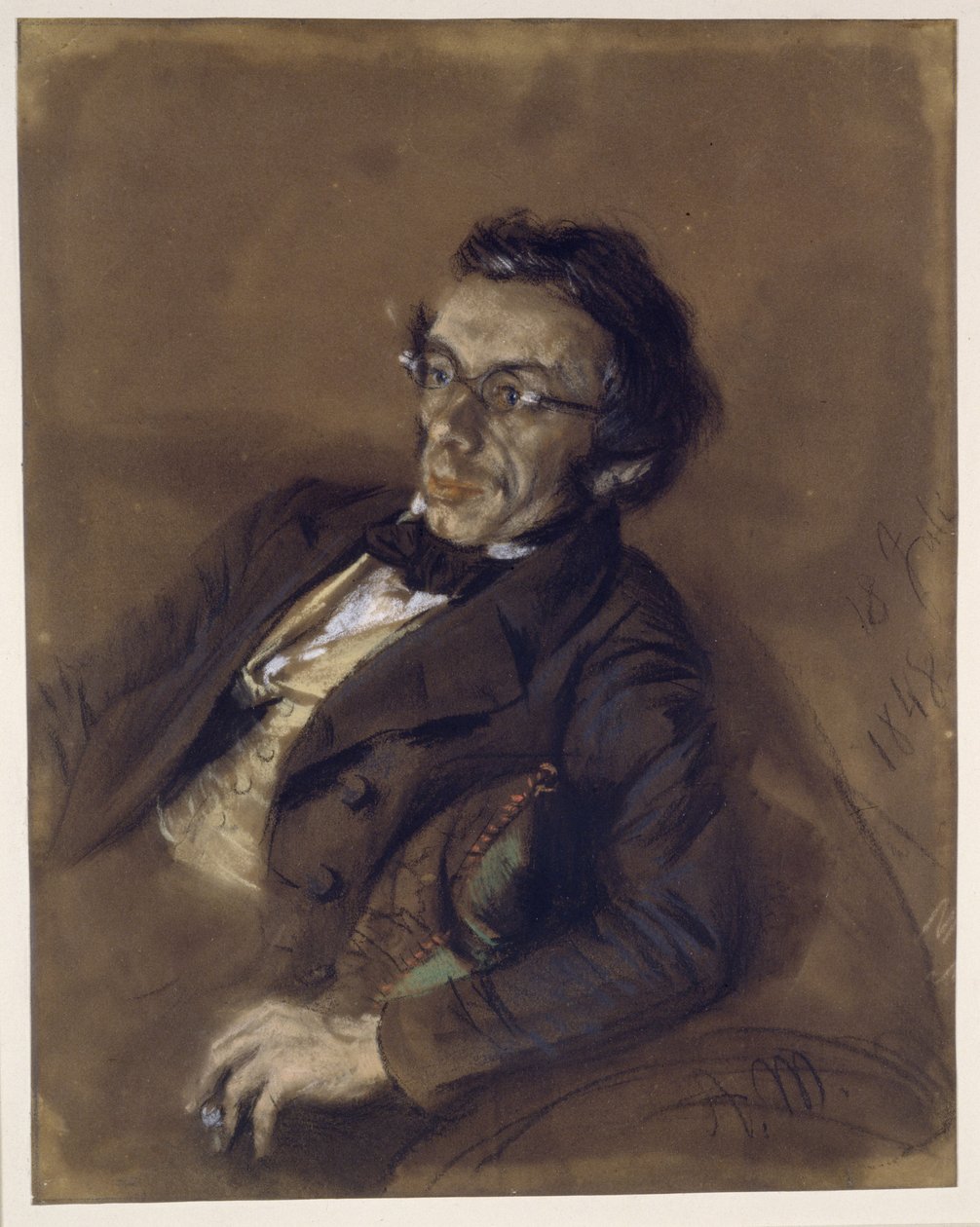 Dr R. Eitner sittande i soffan, halvfigur vänd åt vänster av Adolph Menzel