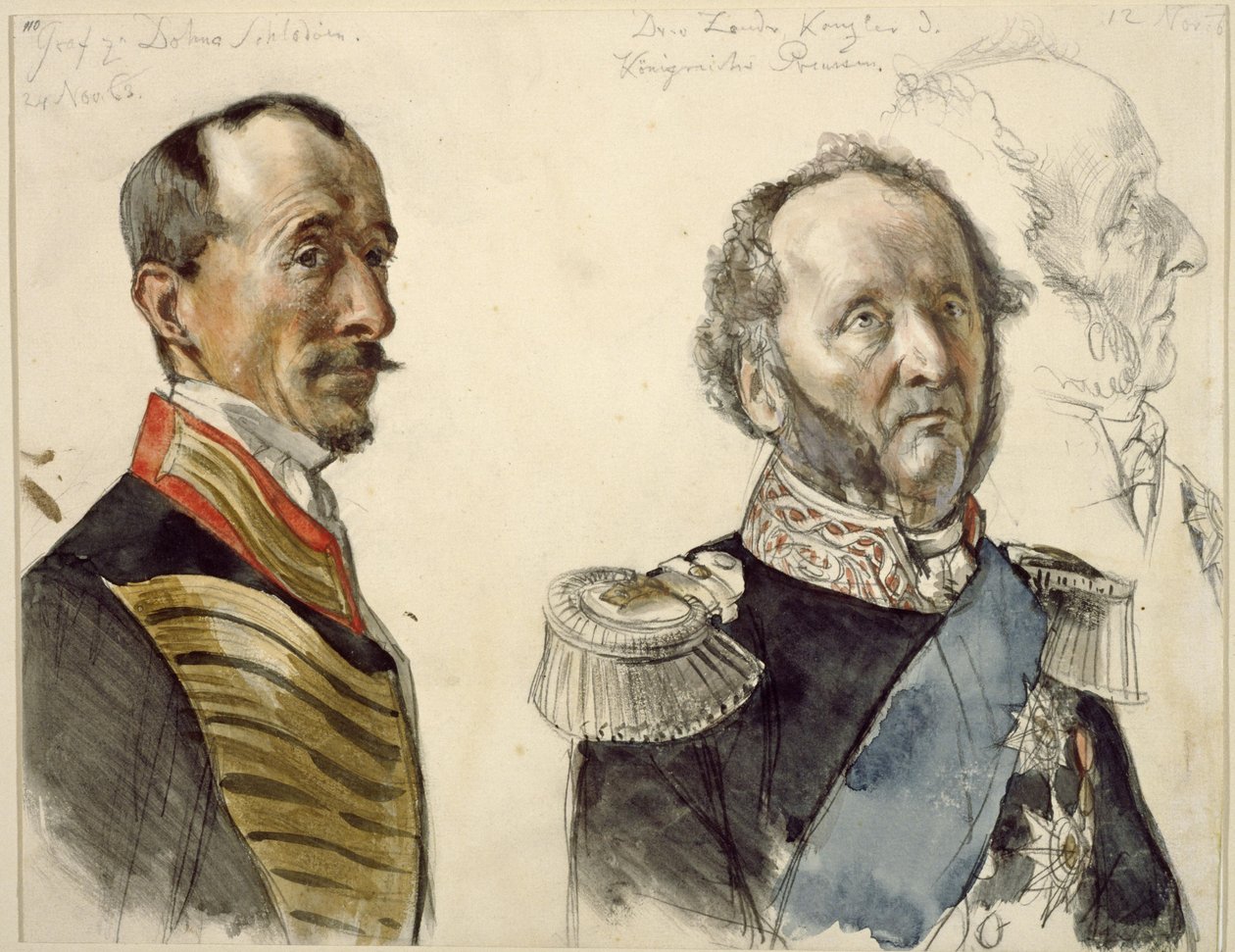 Dr von Zander och greve zu Dohna-Schlodien. Studie över målningen ”Kröningen av Wilhelm I i Königsberg” av Adolph Menzel