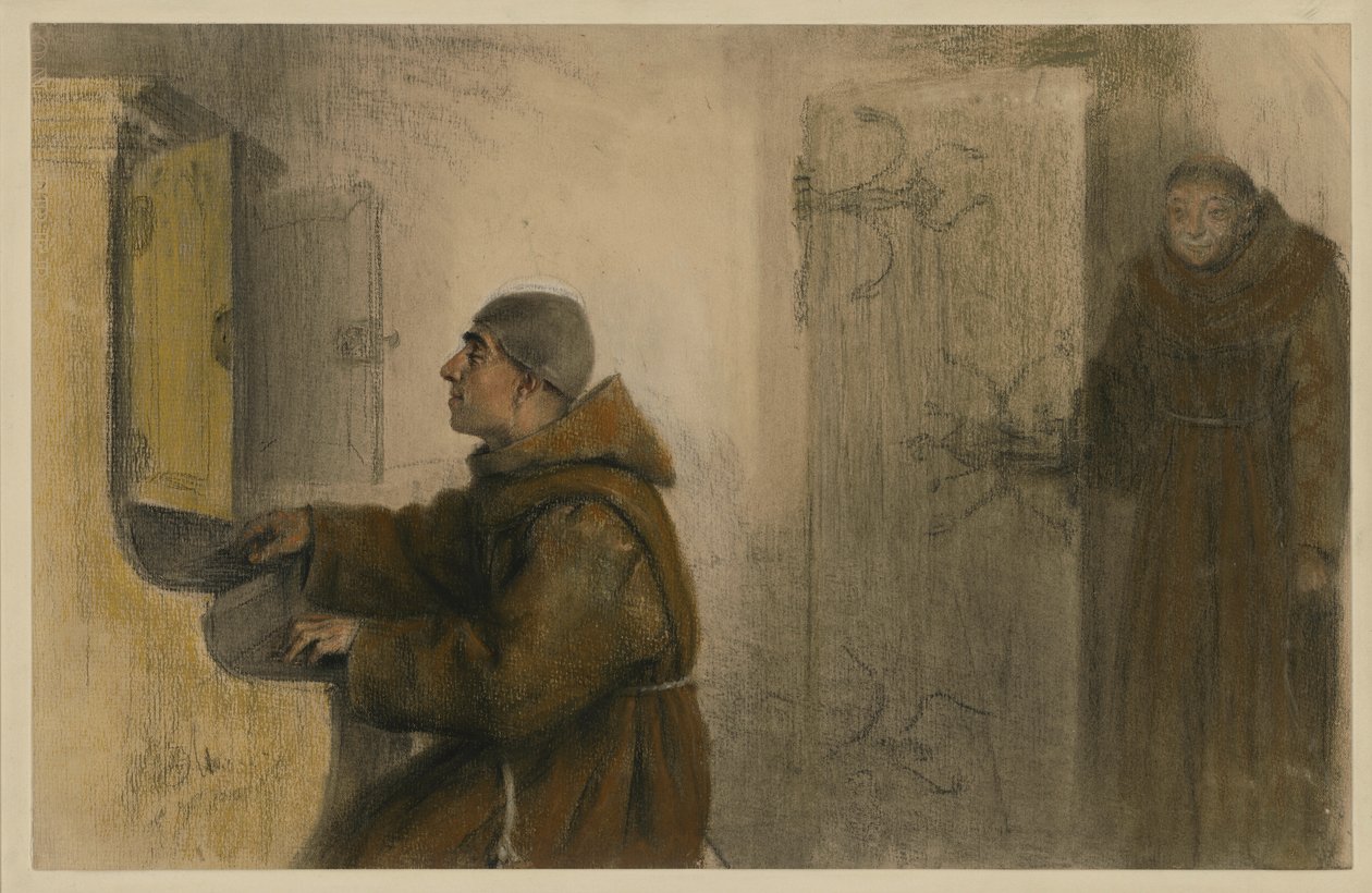 En blind munk som spelar orgel av Adolph Menzel