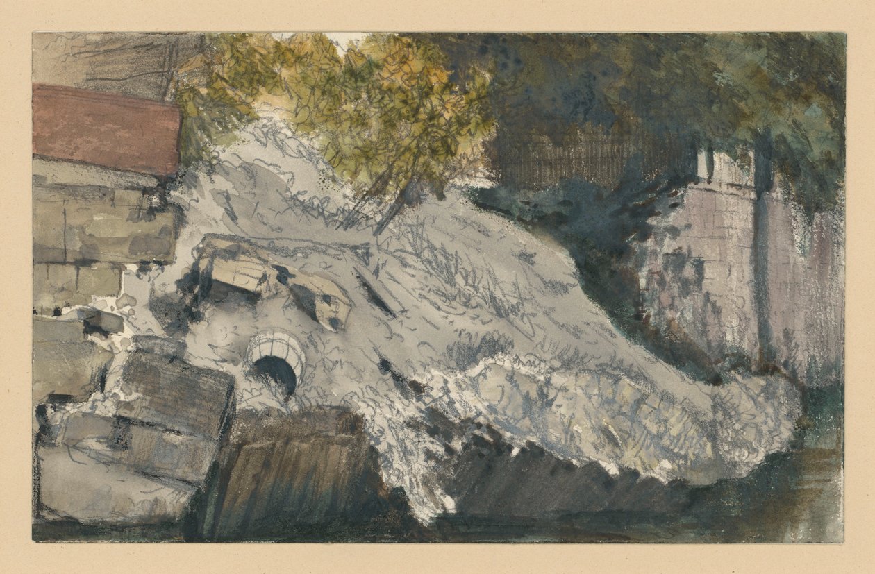 En raserad sluttning vid ett vattendrag av Adolph Menzel