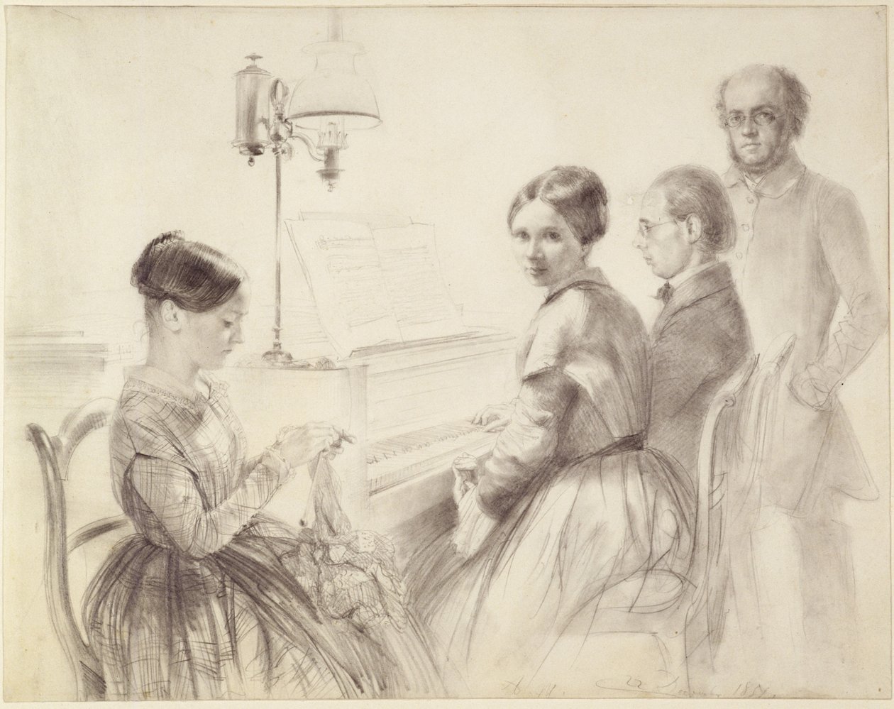 Familjen vid flygeln av Adolph Menzel