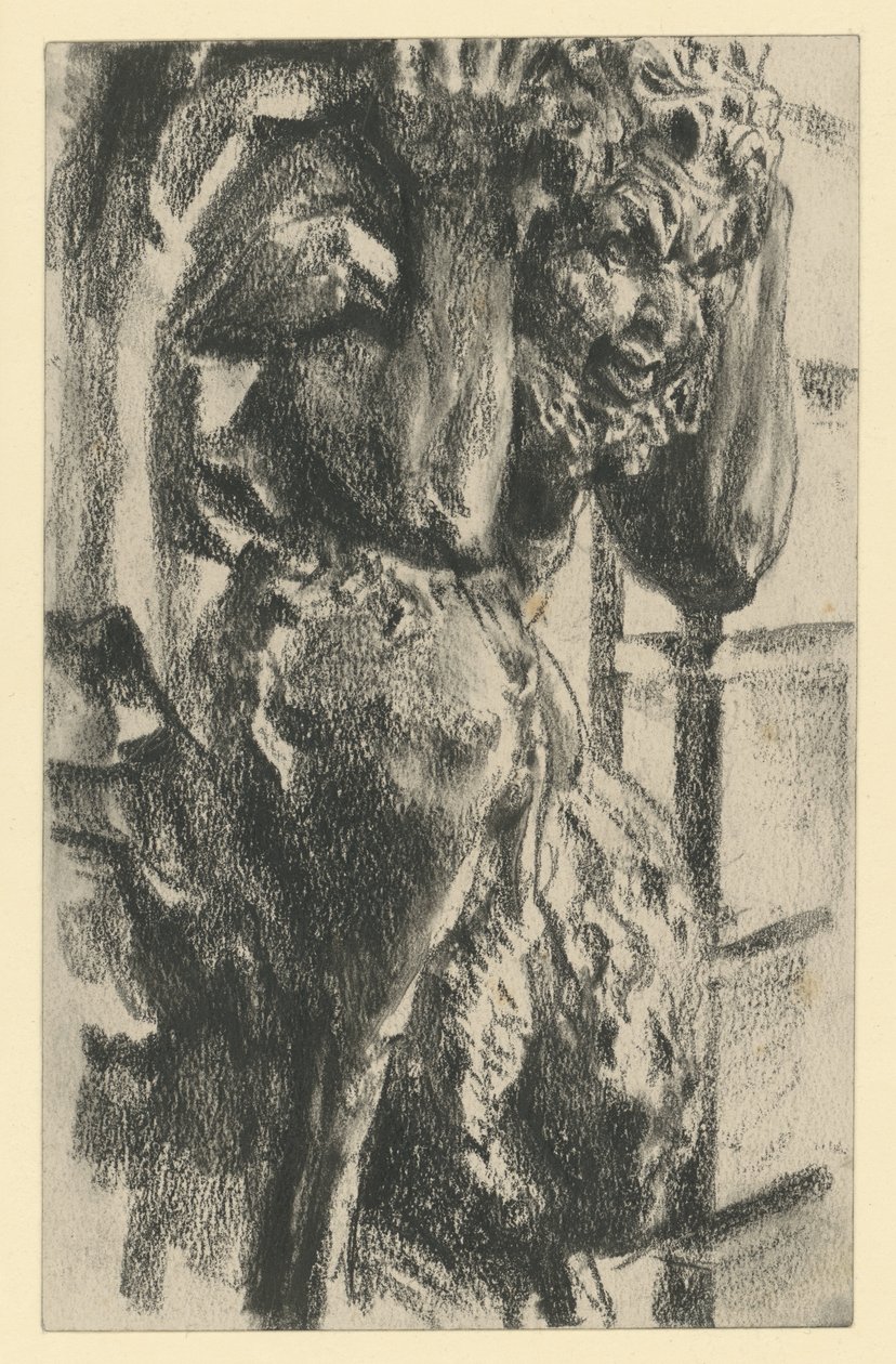 Faun som atlas vid Zwingers nordöstra arkad i Dresden av Adolph Menzel
