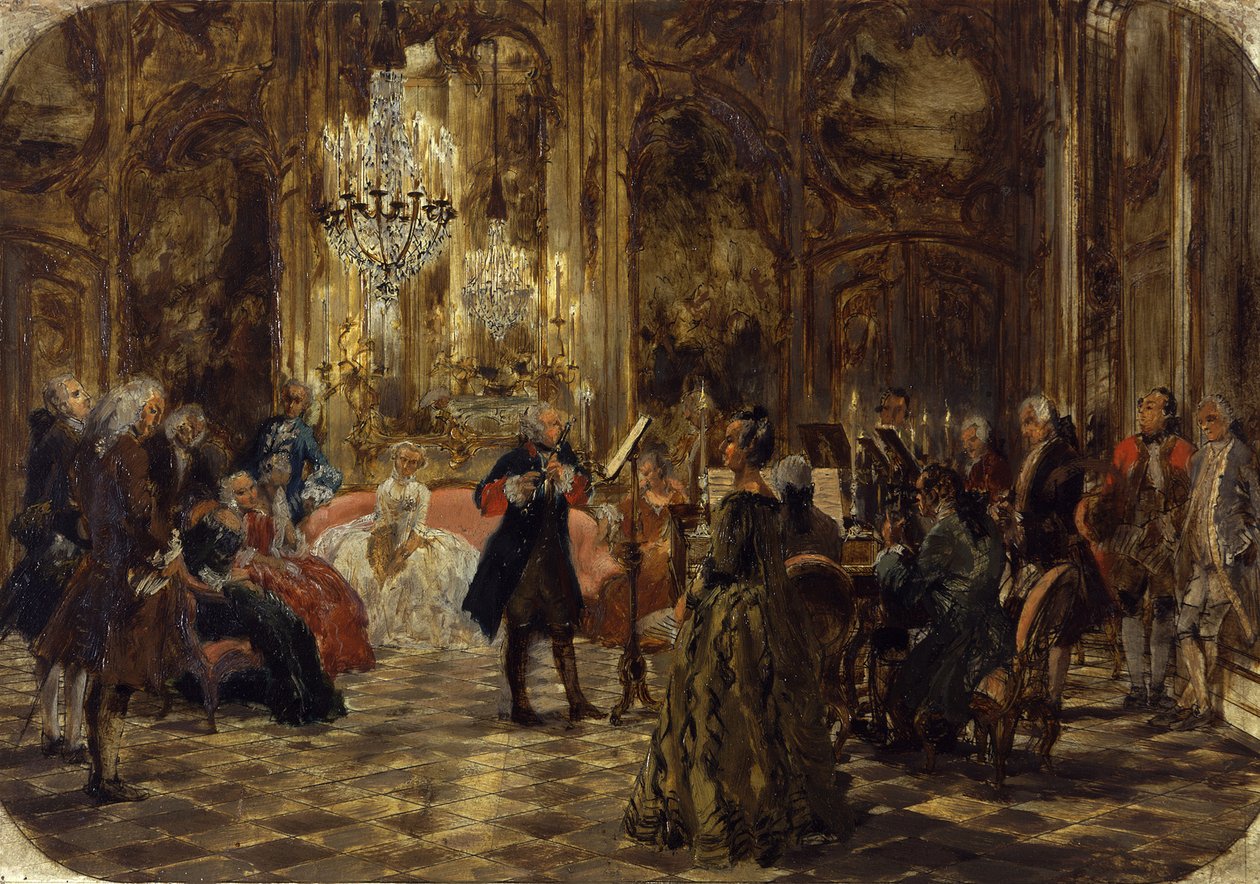 Fredrik den stores flöjtkonsert i Sanssouci. Skiss av Adolph Menzel