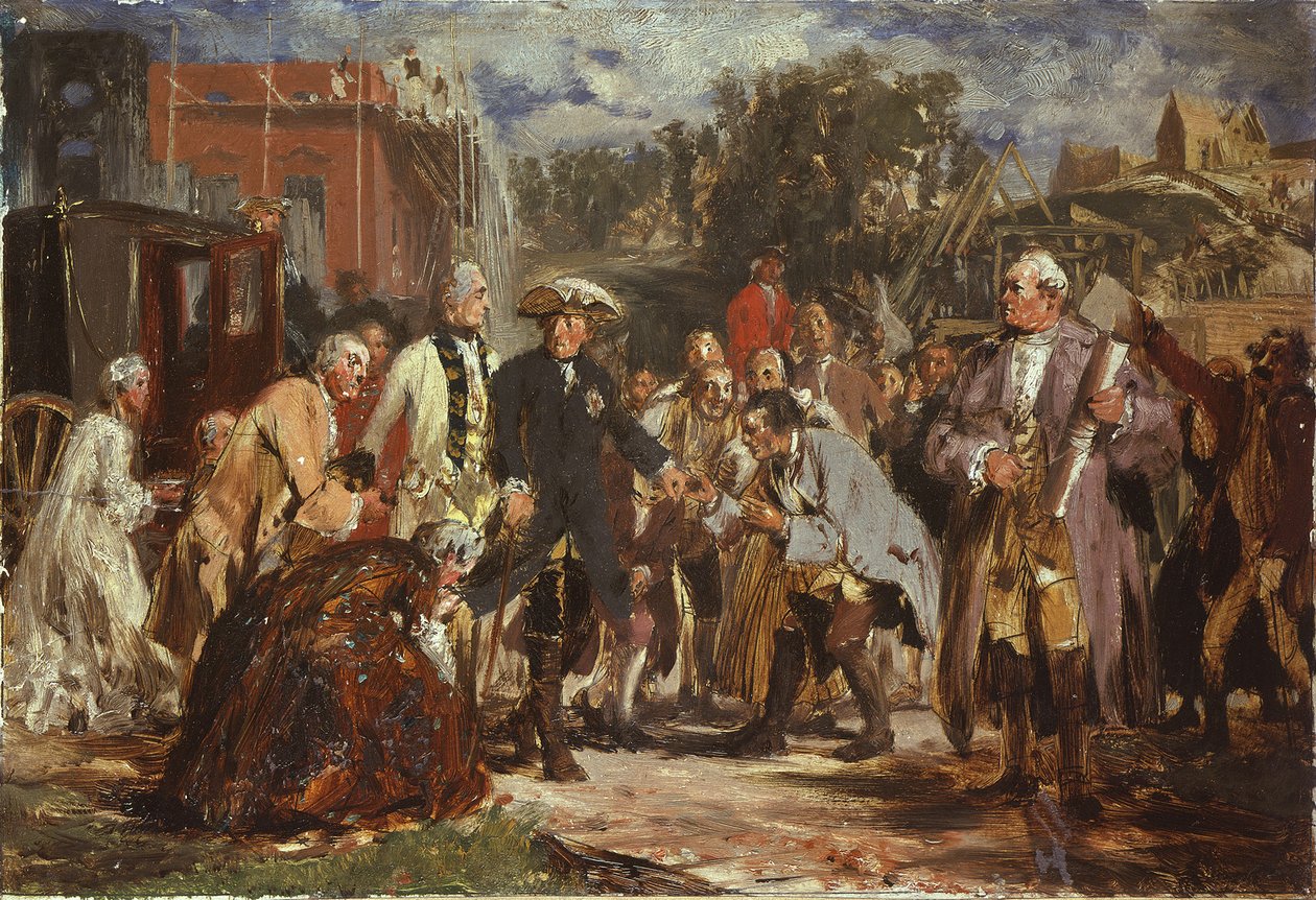 Fredrik den store på resa. Skiss av Adolph Menzel