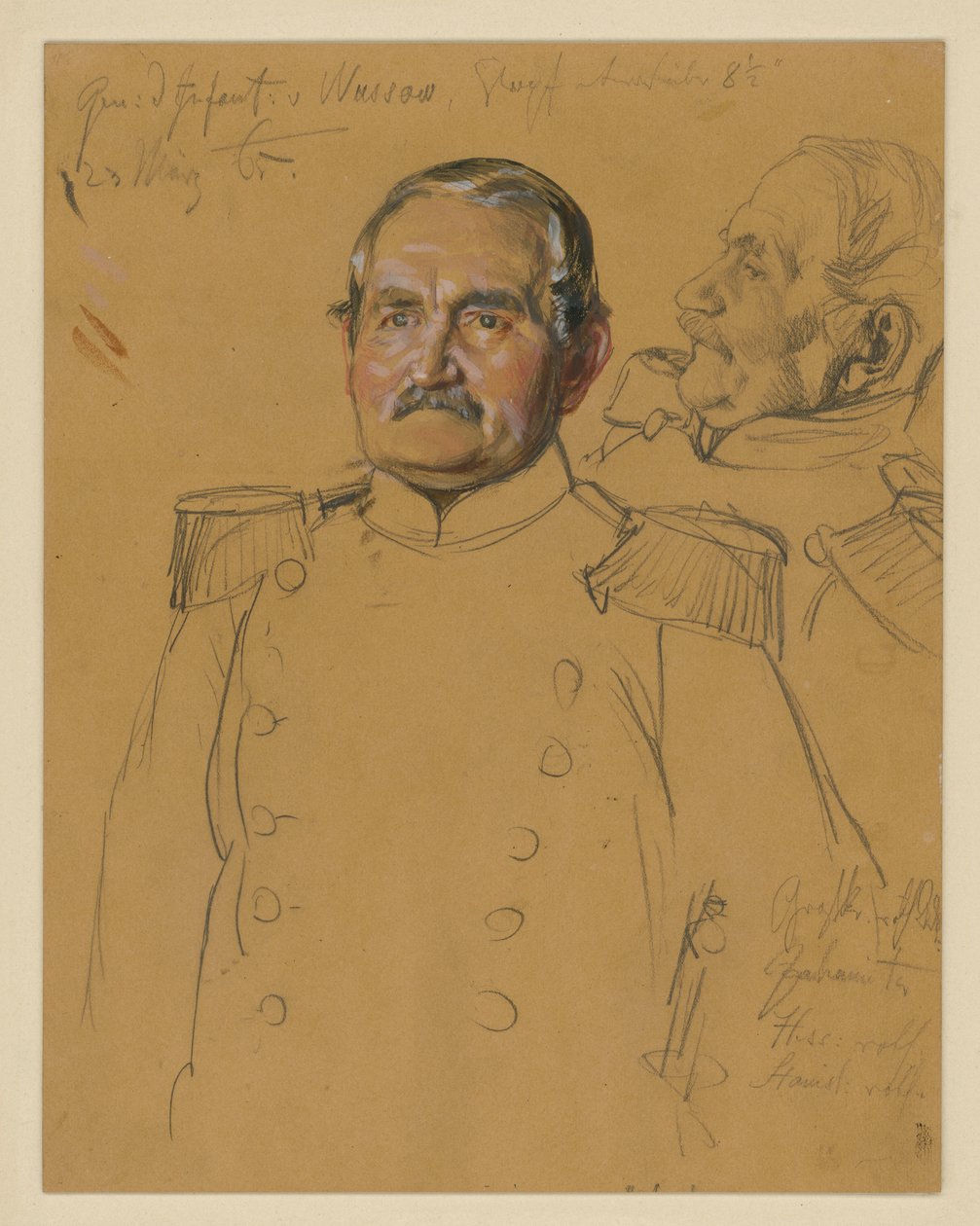 General von Wussow, porträttstudie till ”Wilhelm I:s kröning i Königsberg” av Adolph Menzel