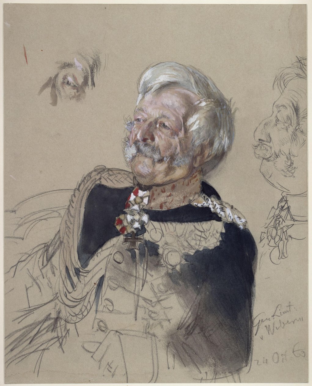 Generallöjtnant von Webern. Studie till målningen ”Vilhelm I:s kröning i Königsberg” av Adolph Menzel