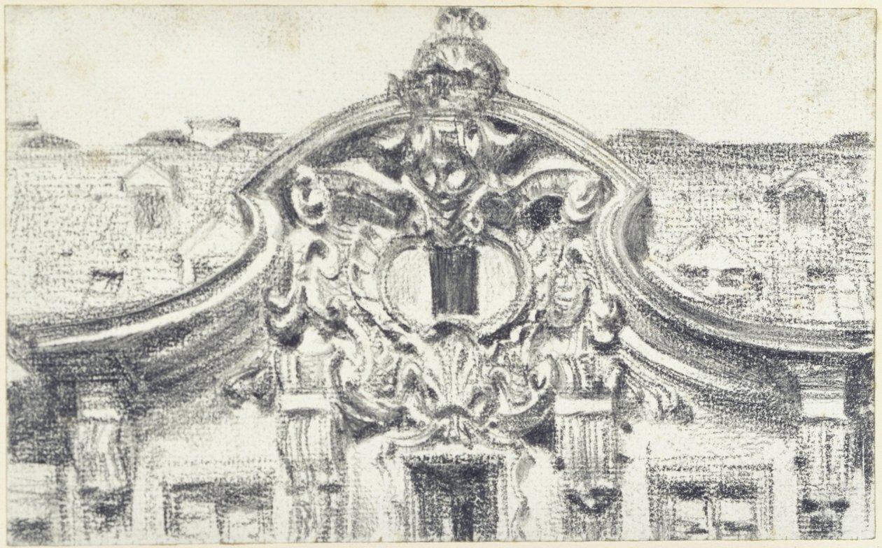Gaveln på den mellersta utskjutande delen av Palais du Saxe i Dresden av Adolph Menzel
