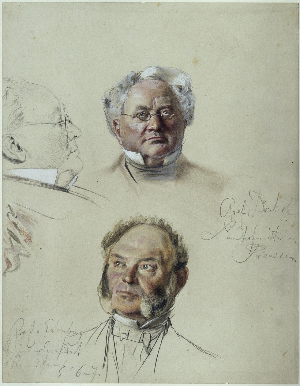 Greve Eulenburg och greve Dönhoff. Studie till målningen ”Kröningen av Wilhelm I i Königsberg” av Adolph Menzel