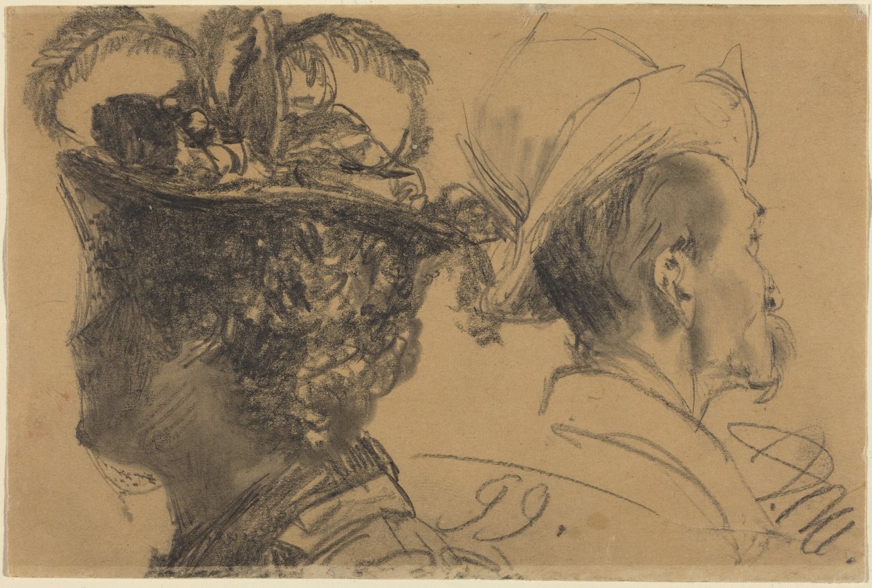 Huvuden av en man och en kvinna av Adolph Menzel