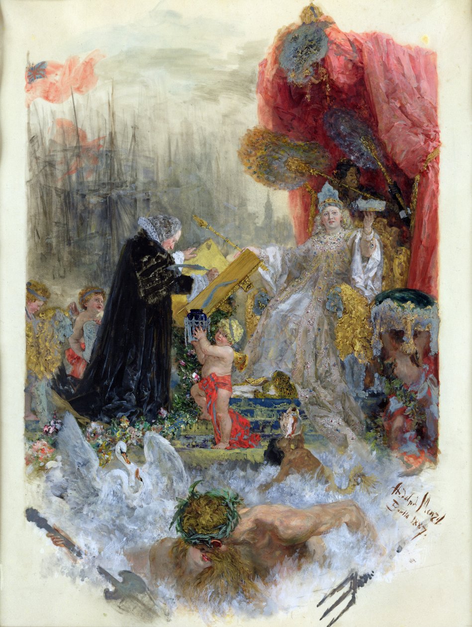 Dokument om hedersmedborgarskap från staden Hamburg, 1887 av Adolph Menzel