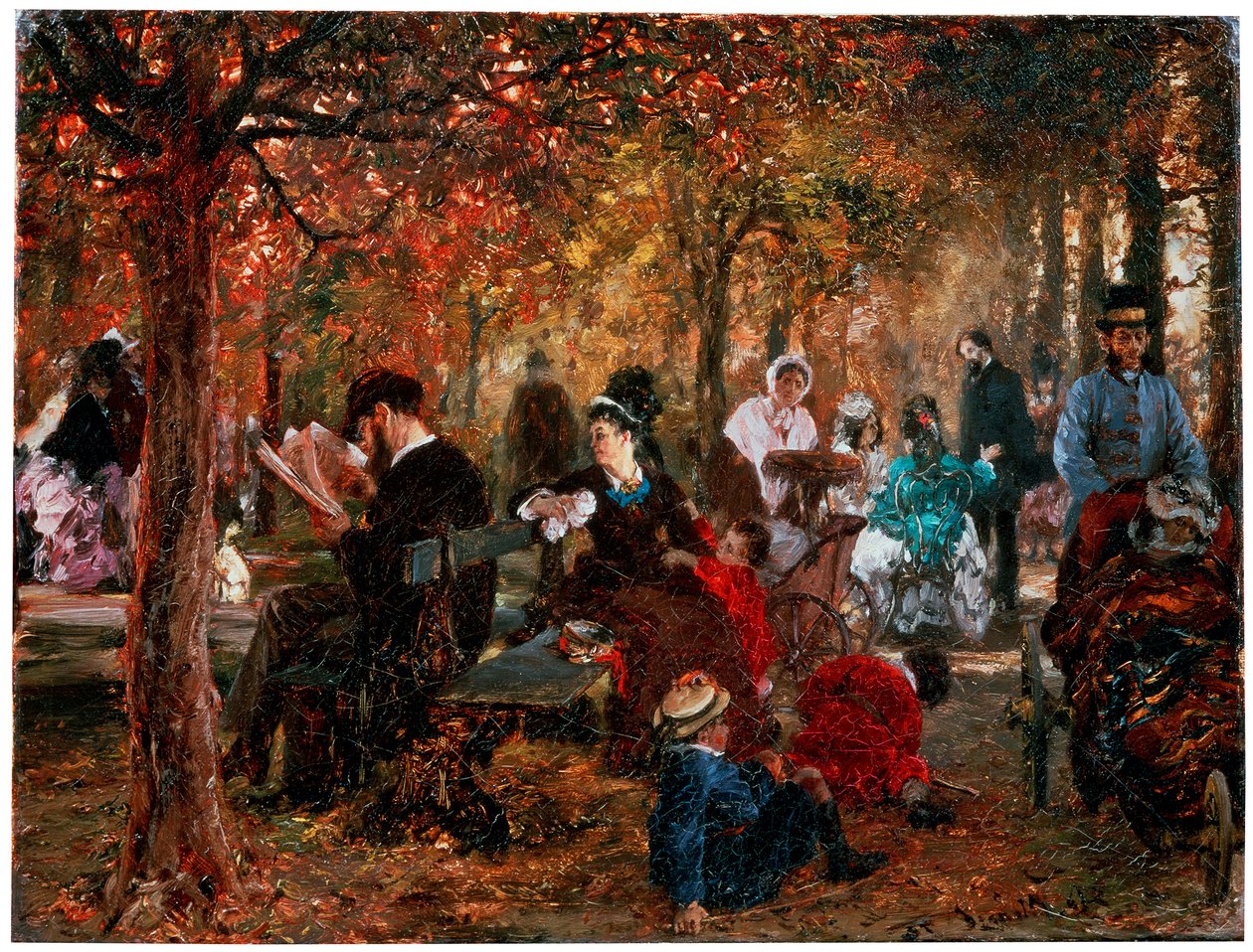 I Jardin de Luxembourg En reminiscens av Jardin de Luxembourg, 1876. av Adolph Menzel