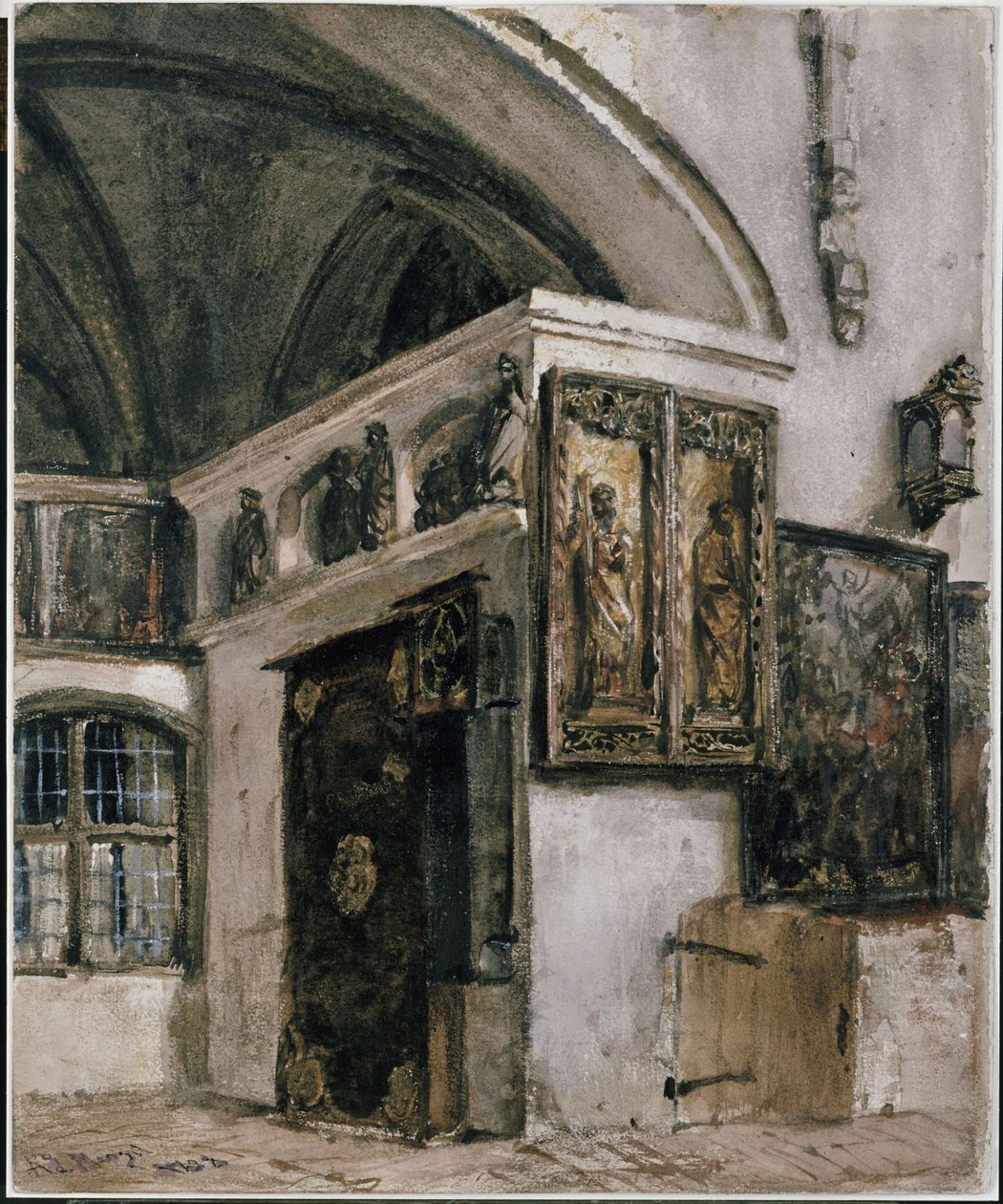 Interiören i klosterkyrkan i Berlin av Adolph Menzel